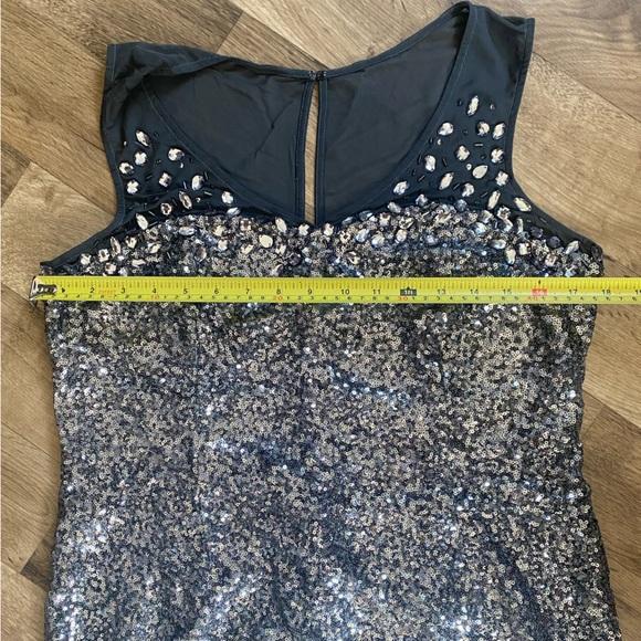 Beautiful classy formal sequin dress dark grey with rhinestones fully lined - Picture 9 of 14